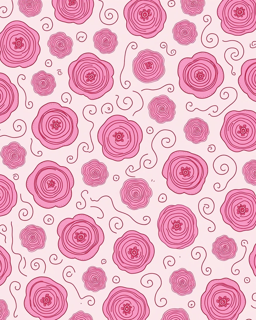 Whimsical Pink Floral Swirl Rug