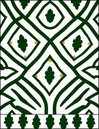 Emerald Green Diamond Leaf Tile Rug