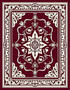 Rich Crimson Floral Medallion Rug