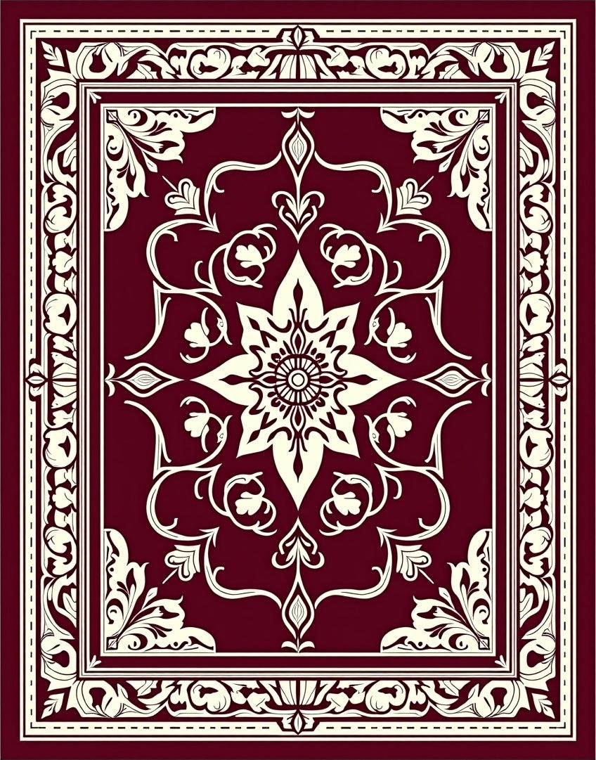 Rich Crimson Floral Medallion Rug