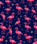 Hot Pink Flamingo Snowflakes Navy Rug