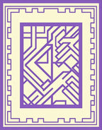 Purple Geometric Maze Cream Border Rug