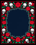 Gothic Red Roses Skulls Border Rug
