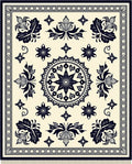 Cream Navy Ornate Bloom Mandala Rug