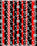 Red Black Snowflake Candy Cane Stripes Rug
