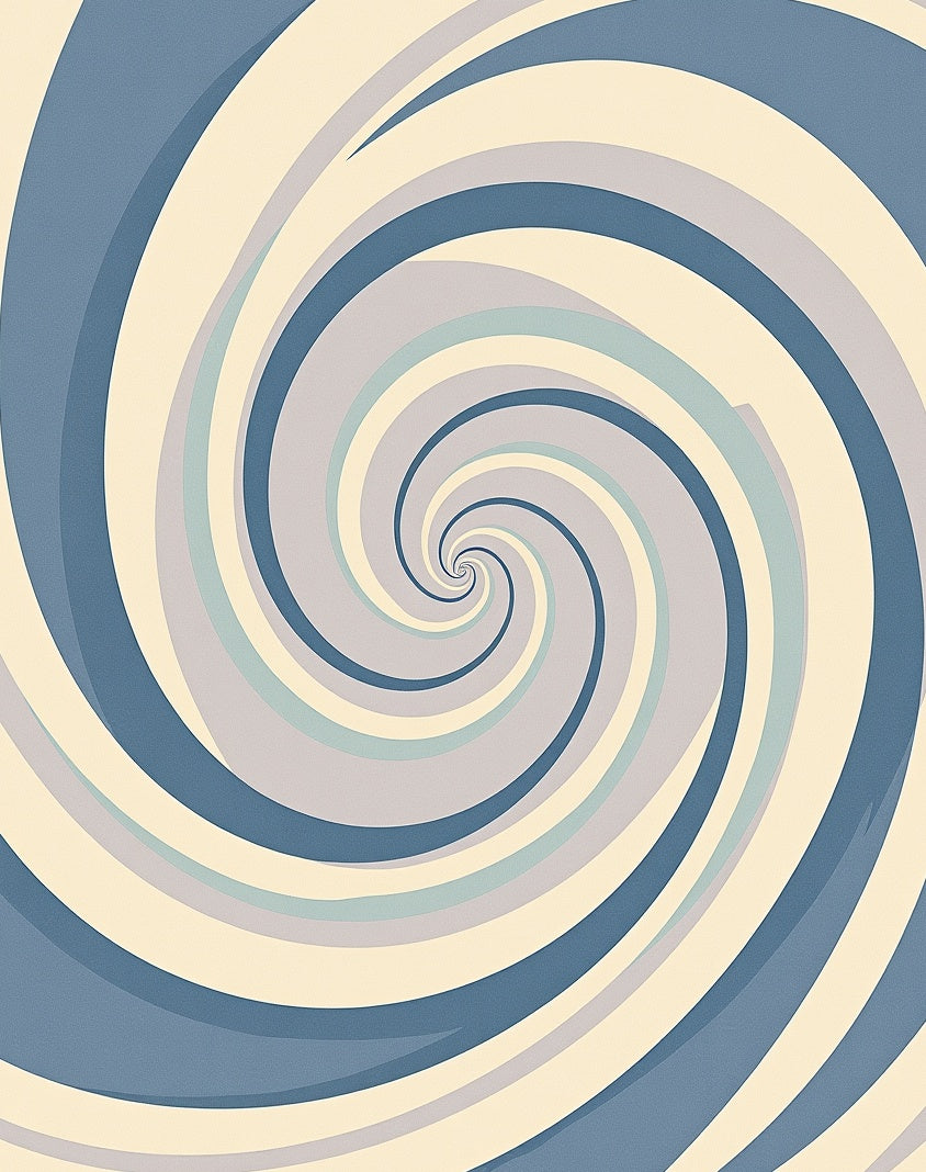 Retro Blue Swirling Spiral Rug
