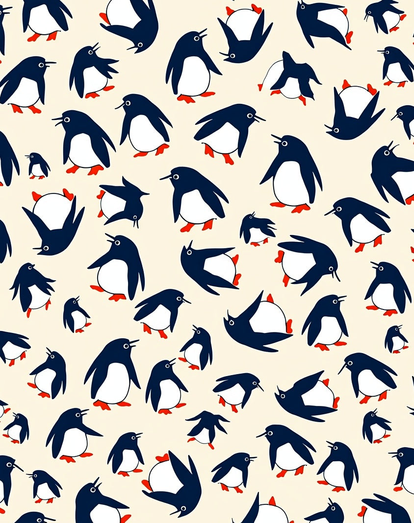 Playful Penguin Family Scene Rug
