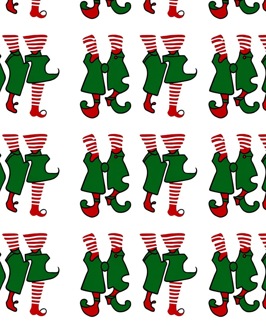 Green Red Striped Elf Figures Rug
