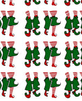 Green Red Striped Elf Figures Rug