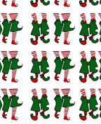 Green Red Striped Elf Figures Rug