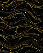 Golden Swirls on Starry Night Sky Rug
