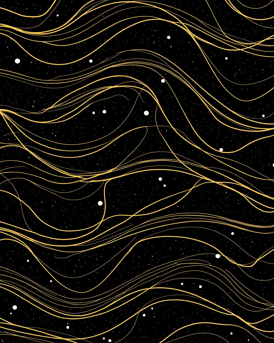 Golden Swirls on Starry Night Sky Rug