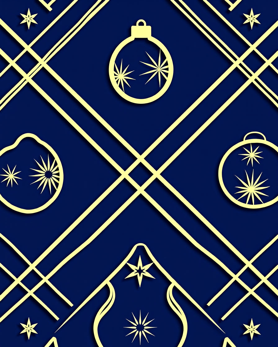 Navy Gold Geometric Ornament Star Rug