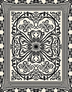 Black Ivory Floral Mandala Border Rug