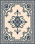 Deep Blue Vintage Floral Scroll Rug