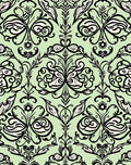 Light Green Black Swirl Floral Arabesque Rug