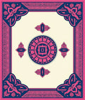 Bold Pink Geometric Medallion Frame Rug