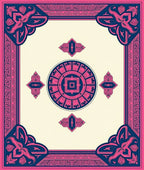 Bold Pink Geometric Medallion Frame Rug