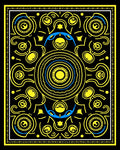 Bold Yellow Blue Sun Mandala Rug