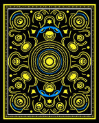 Bold Yellow Blue Sun Mandala Rug