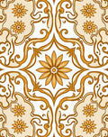 Golden Floral Scrollwork Medallion Rug