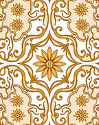 Golden Floral Scrollwork Medallion Rug
