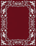 White Abstract Border Crimson Background Rug