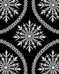 White Snowflake Mandala Black Accent Rug