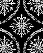 White Snowflake Mandala Black Accent Rug
