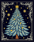 Blue Feathered Christmas Tree Stars Rug