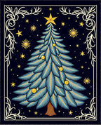 Blue Feathered Christmas Tree Stars Rug