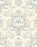 Cream Blue Classic Scroll Floral Rug