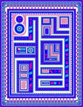 Vibrant Blue Pink Geometric Maze Rug