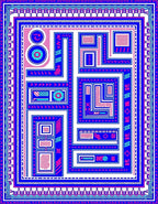 Vibrant Blue Pink Geometric Maze Rug