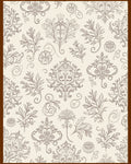 Cream and Sepia Flourish Damask Rug