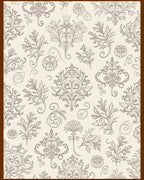 Cream and Sepia Flourish Damask Rug