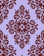Dark Red Floral Medallion Damask Rug