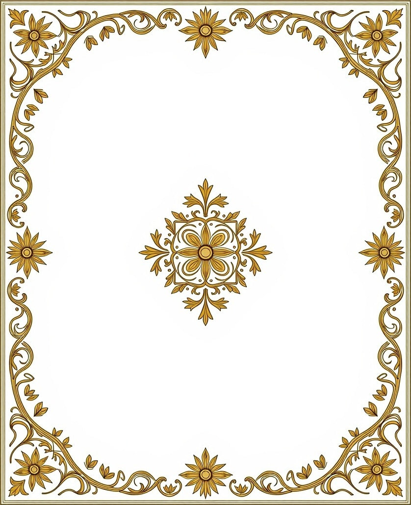 Golden Floral Garland Border Rug