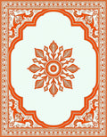 Orange Floral Medallion Archway Rug