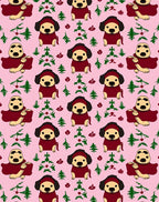 Cute Pink Puppy Christmas Trees Rug