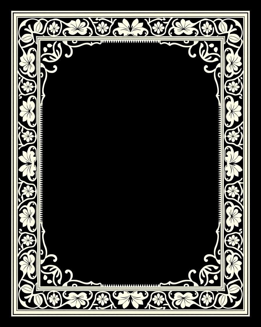 Cream Floral Vine Border Rug