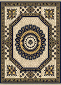 Navy Gold Octagonal Floral Medallion Rug