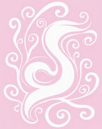 Whimsical White Swirls on Pink Rug