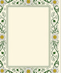 Cream Green Daisy Art Nouveau Border Rug