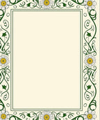Cream Green Daisy Art Nouveau Border Rug