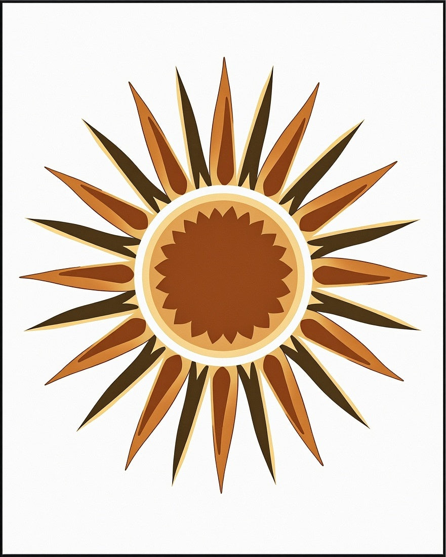 Brown Sunburst Radiating Petal Rug