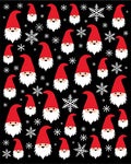 Whimsical Gnomes Snowflakes Black Rug