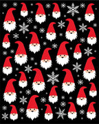 Whimsical Gnomes Snowflakes Black Rug