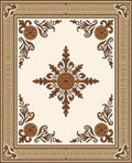 Brown Floral Medallion Bordered Rug