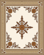 Brown Floral Medallion Bordered Rug